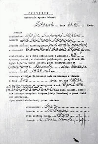 Protocol of Execution of Danuta Siedzikowna, nom de guerre "Inka" Polish Home Army Soldier