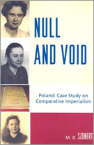 "Null and Void: Poland: Case Study on Comparative Imperialism" traces the history of Poland from the 1930s to the 1950s, dealing with the Nazi era and focusing especially on the Stalinist period. The contemporary relevance of the issues Poland faced is relayed through the vivid true story of a Polish freedom fighter, Halina. Null and Void intertwines non-fiction narrative and historical analysis. Halina's story illustrates and ties together the analysis. Flashes forward to Halina's life today integrate the history of WWII Poland with present-day America, shedding important light on the relevance of Halina's experience to our lives today.